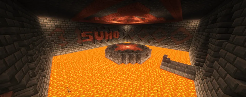 The Sumo event arena on MCManhunt — a stone platform surrounded by lava