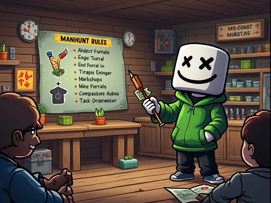 A Manhunt runner geared up in the Nether, preparing for the End